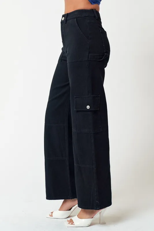 Skate Cargo Wide Leg Pants In Black