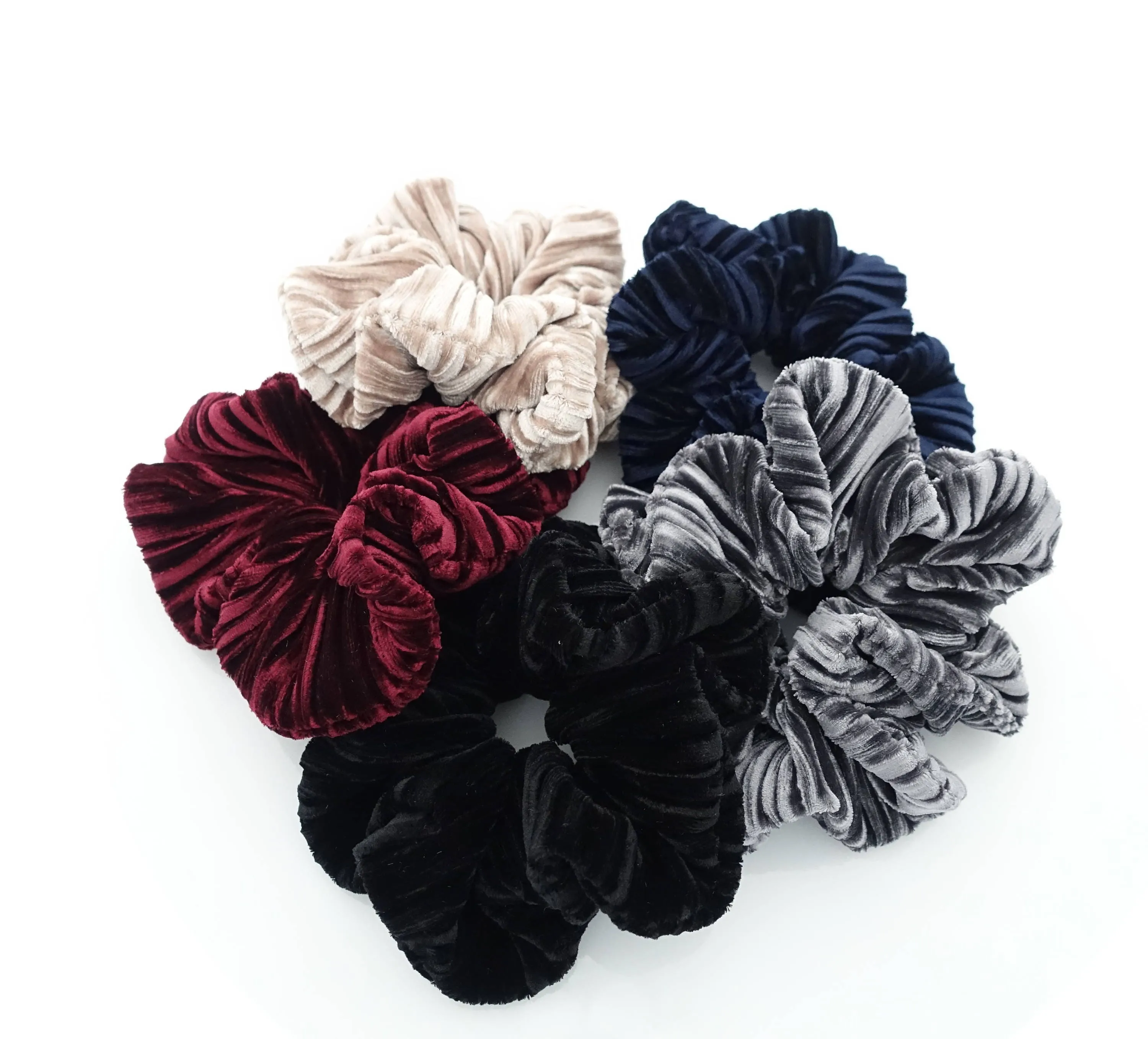 solid pleat velvet scrunchies women Hair Elastic scrunchie