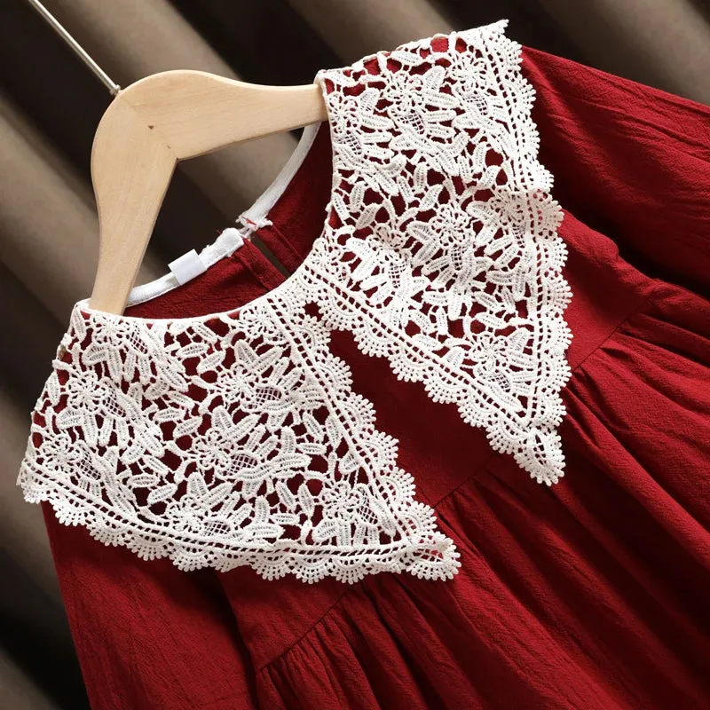 Spring baby girl clothes lace long sleeve dress costume for toddler girl baby kids clothing straight long dresses dress