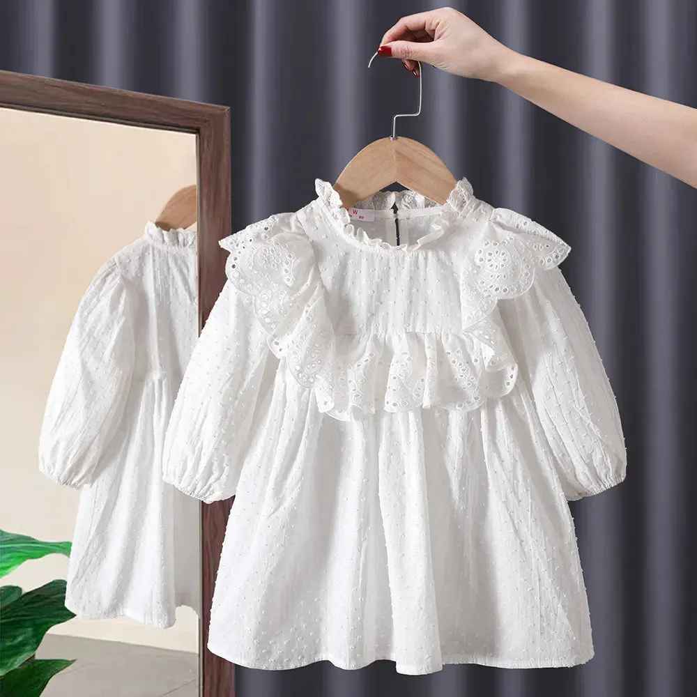 Spring baby girl clothes lace long sleeve dress costume for toddler girl baby kids clothing straight long dresses dress