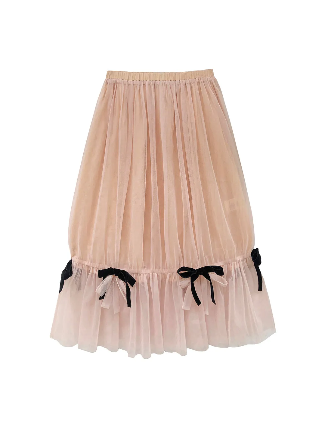 Unlogical Poem Retro style Double layer Bow Mesh Skirt