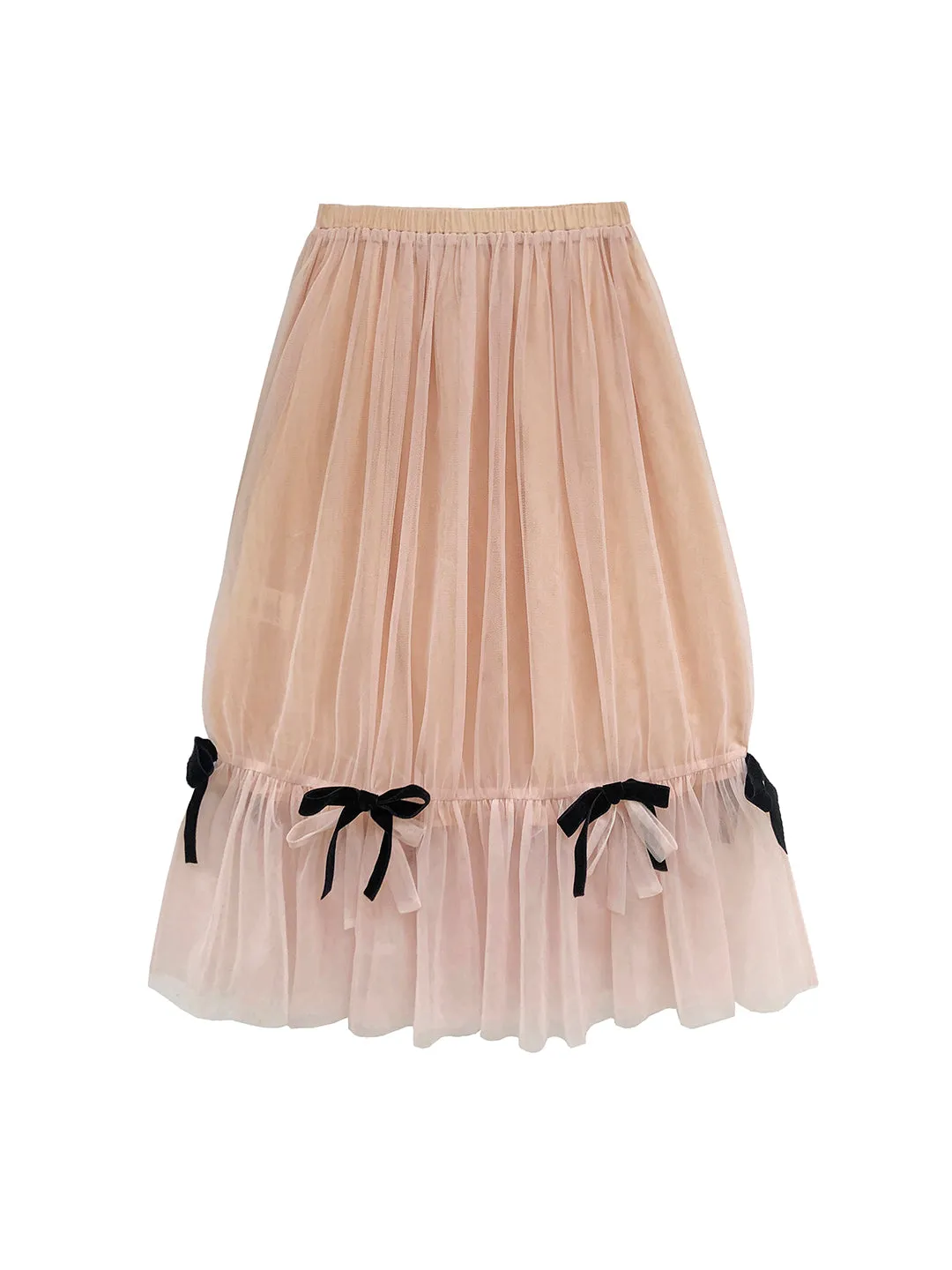 Unlogical Poem Retro style Double layer Bow Mesh Skirt