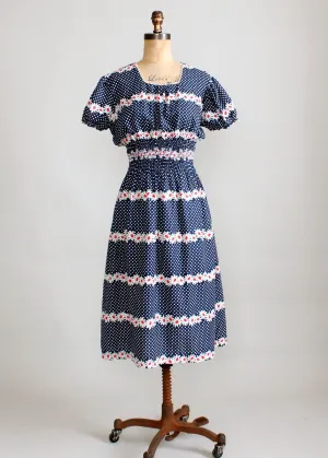 Vintage 1940s Daisies and Dots Day Dress