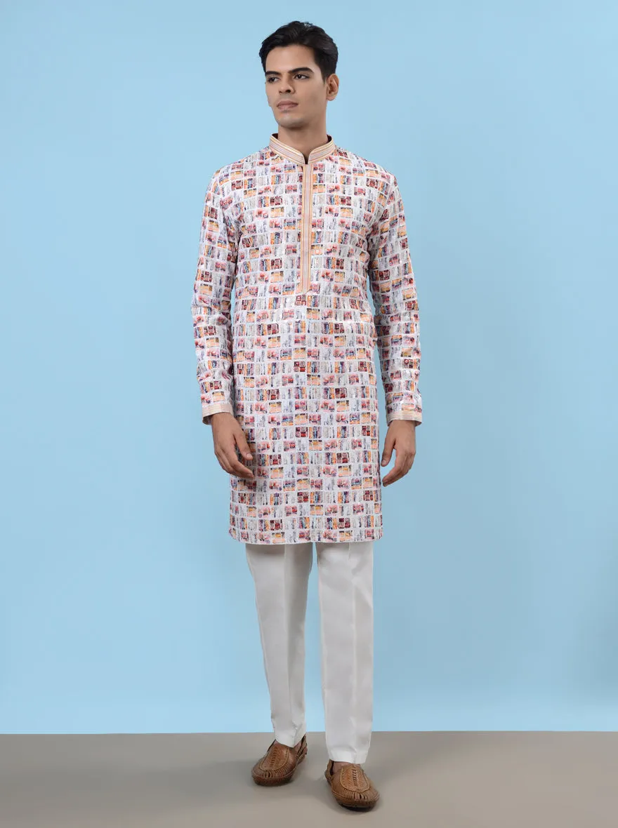 White & Red Kurta Pajama | TULA