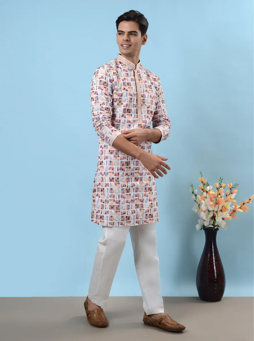 White & Red Kurta Pajama | TULA