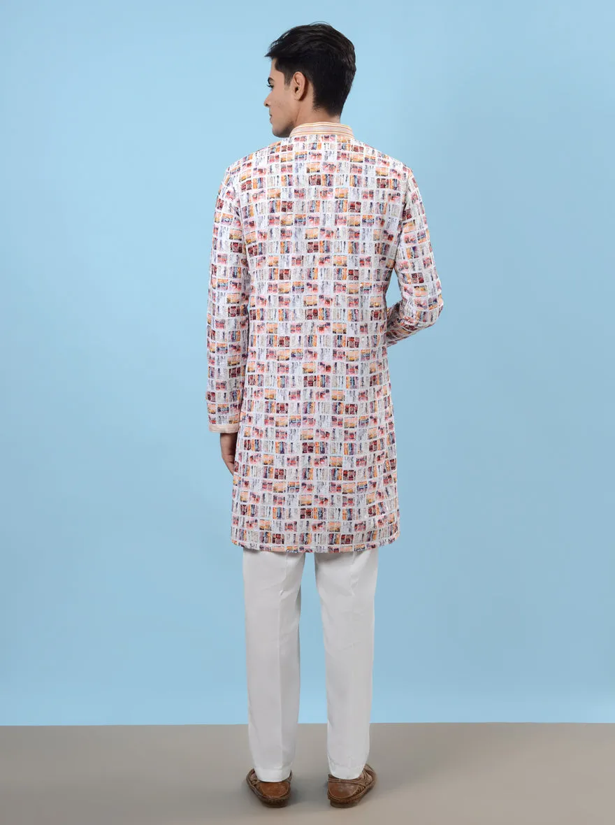 White & Red Kurta Pajama | TULA