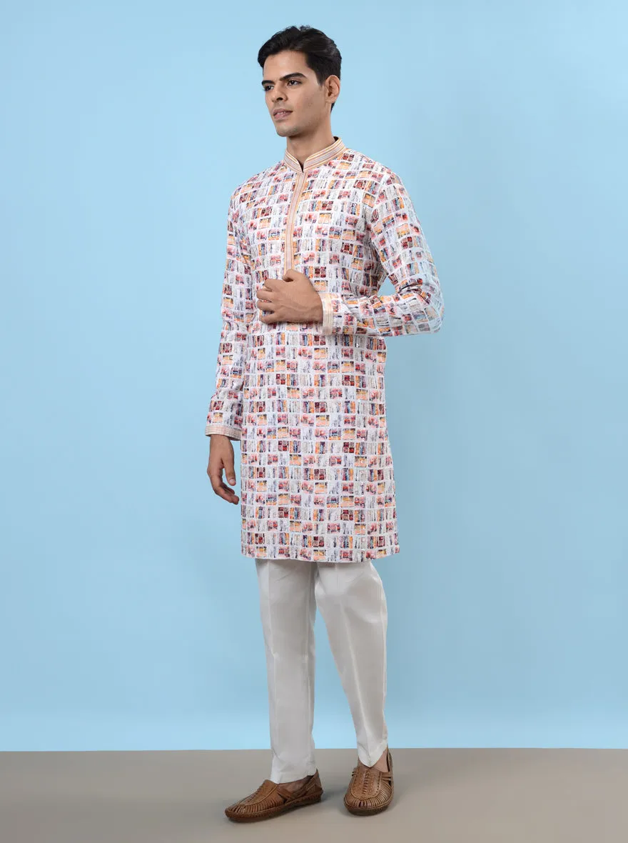 White & Red Kurta Pajama | TULA