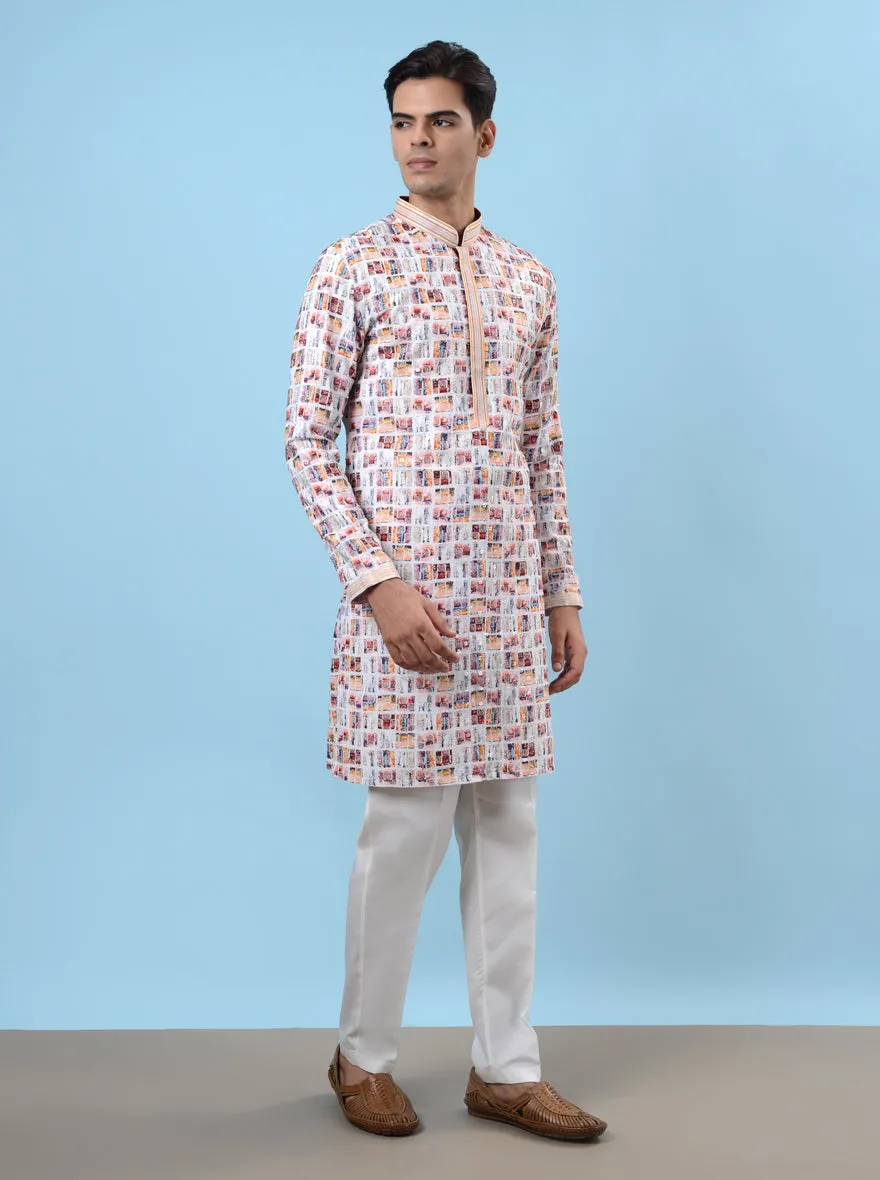 White & Red Kurta Pajama | TULA