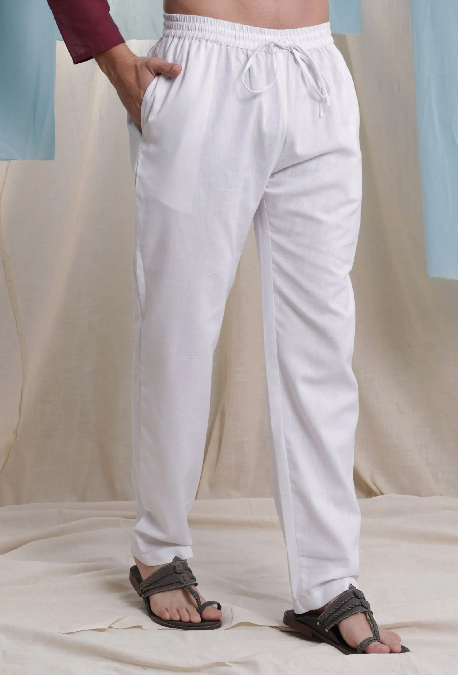 White heavy cotton flex elasticated waist pajama