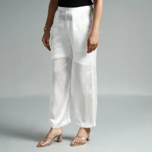 White Plain Modal Silk Elasticated Pant