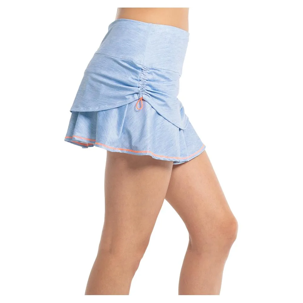 Women`s Chambray Ruched Tennis Skort Light Denim