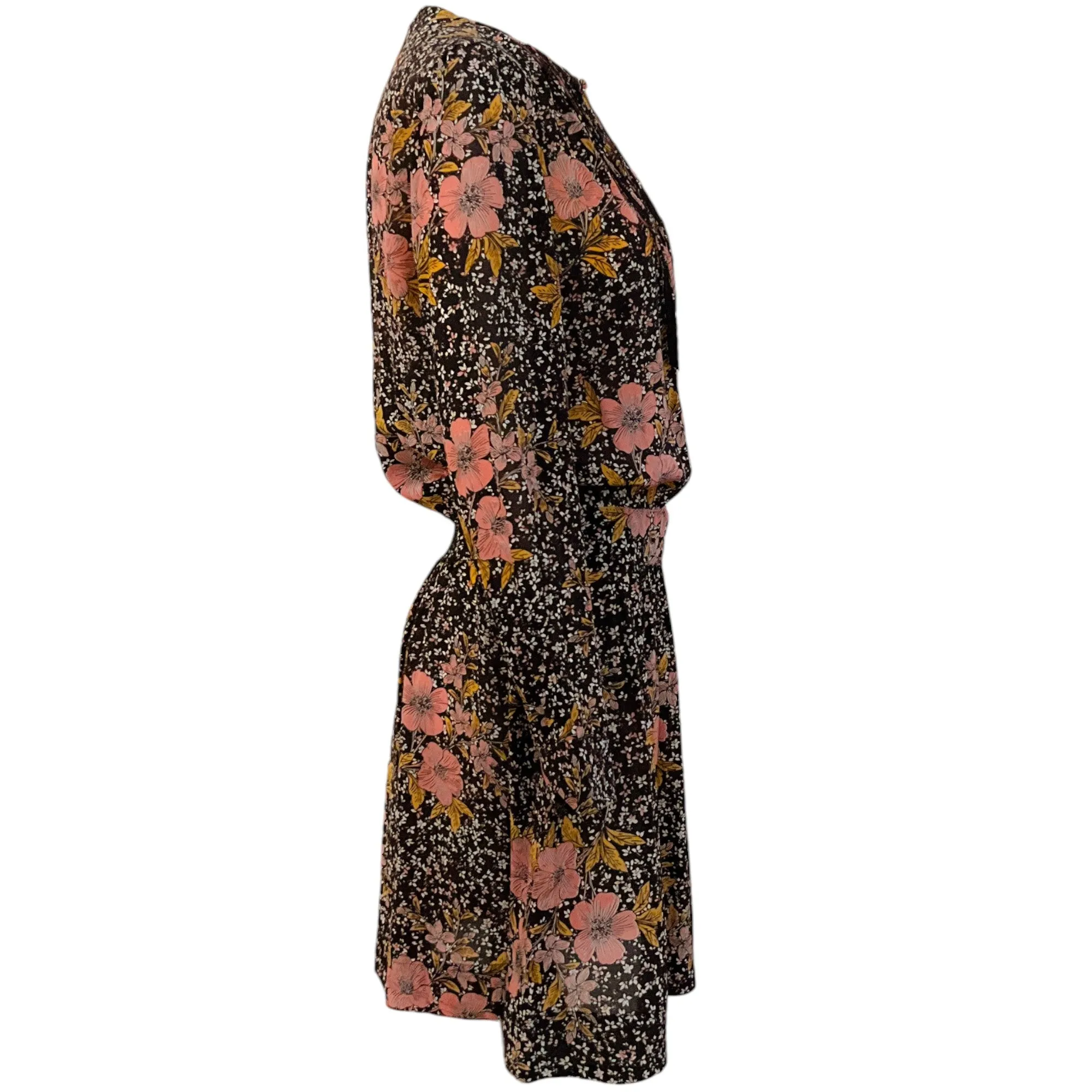 Zadig & Voltaire Black / Pink Floral Dress with Lace Detail